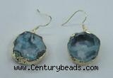 NGE07 20*25mm - 25*30mm freeform plated druzy agate earrings