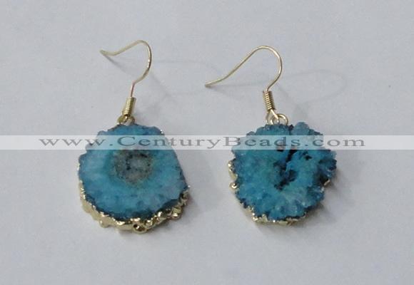 NGE132 18*20mm - 20*25mm freeform druzy agate gemstone earrings