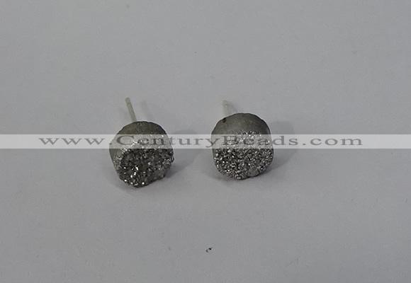 NGE215 8mm coin druzy agate gemstone earrings wholesale