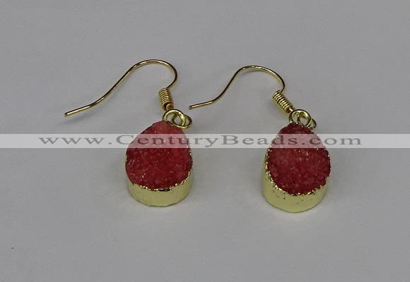 NGE245 10*12mm teardrop druzy agate gemstone earrings wholesale