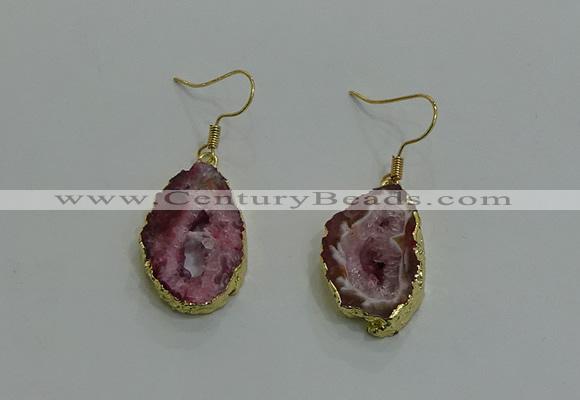 NGE260 13*18mm - 15*20mm freeform druzy agate earrings