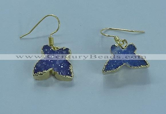 NGE355 10*14mm - 12*16mm butterfly druzy agate earrings wholesale