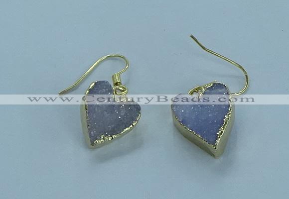 NGE370 13*13mm - 14*14mm heart druzy agate earrings wholesale