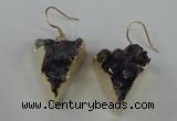 NGE41 18*22mm - 20*25mm triangle druzy amethyst earrings