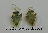 NGE5006 18*25mm - 20*30mm arrowhead green rutilated quartz earrings