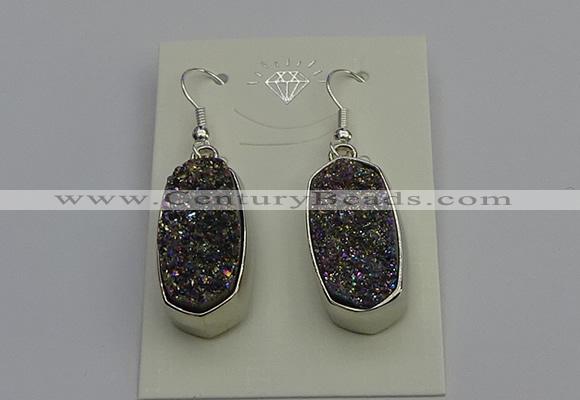 NGE5124 10*22mm - 12*25mm freeform plated druzy quartz earrings