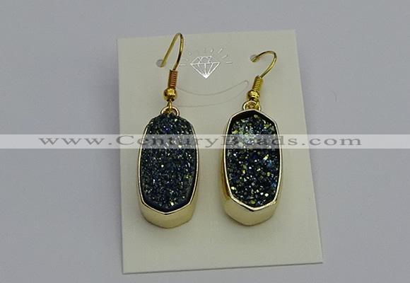 NGE5133 10*22mm - 12*25mm freeform plated druzy quartz earrings