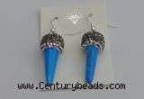 NGE5166 10*30mm faceted cone white howlite turquoise earrings