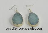 NGE77 20*30mm teardrop druzy agate gemstone earrings wholesale