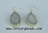 NGE90 18*25mm teardrop druzy agate gemstone earrings wholesale