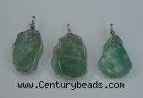 NGP1293 18*30mm – 25*35mm nuggets green fluorite pendants