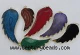 NGP1774 25*45mm - 35*65mm wing-shaped agate gemstone pendants