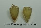 NGP1872 20*30mm - 25*50mm arrowhead druzy agate gemstone pendants