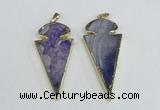 NGP1925 30*65mm arrowhead agate gemstone pendants wholesale