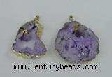 NGP1951 30*40mm - 45*55mm freeform druzy agate & amethyst pendants