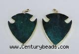 NGP1965 47*57mm arrowhead agate gemstone pendants wholesale