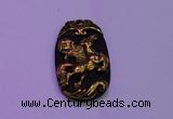 NGP2004 22*35mm carved gold plated matte black obsidian pendants