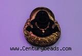 NGP2037 40*45mm carved gold plated matte black obsidian pendants