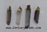 NGP3405 10*45mm - 12*55mm sticks plated quartz pendants wholesale