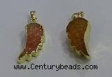 NGP3604 15*30mm - 18*40mm wing-shaped druzy agate pendants