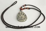 NGP5628 Jasper flat teardrop pendant with nylon cord necklace