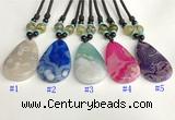 NGP5648 Agate flat teardrop pendant with nylon cord necklace