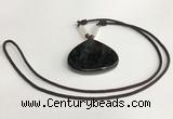 NGP5672 Agate flat teardrop pendant with nylon cord necklace