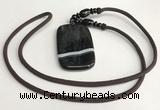 NGP5678 Agate rectangle pendant with nylon cord necklace