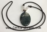 NGP5699 Agate oval pendant with nylon cord necklace