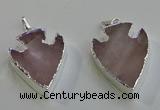 NGP6008 22*30mm - 25*35mm arrowhead rose quartz pendants