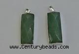 NGP6185 14*30mm - 15*38mm faceted rectangle green aventurine pendants