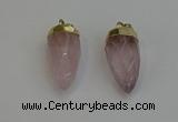 NGP6236 12*28mm - 15*30mm faceted bullet rose quartz pendants