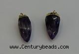 NGP6244 12*28mm - 15*30mm faceted bullet amethyst pendants