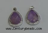 NGP6334 25*30mm teardrop light amethyst pendants wholesale