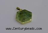 NGP6810 24*25mm hexagon green qutilated quartz pendants wholesale