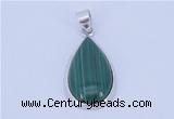 NGP710 14*37mm teardrop natural malachite with sterling silver pendant