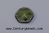 NGP7117 30*30mm hexagon green qutilated quartz pendants wholesale