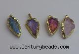 NGP7406 22*30mm - 25*40mm arrowhead plated druzy quartz pendants