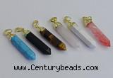 NGP7550 8*40mm sticks mixed gemstone pendants wholesale