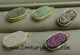 NGP7580 10*15mm oval plated druzy agate pendants wholesale