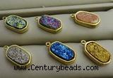 NGP7581 10*15mm oval plated druzy agate pendants wholesale