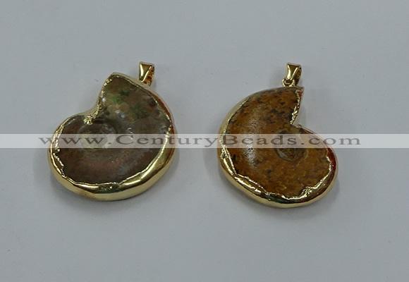 NGP8874 22*26mm - 30*35mm carved ammonite gemstone pendants