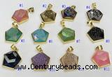 NGP9604 20*20mm faceted pentagon plated druzy agate pendants