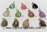 NGP9611 17*22mm faceted teardrop plated druzy agate pendants