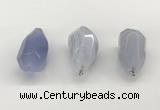 NGP9807 22*35mm - 25*40mm faceted nuggets blue lace agate pendants