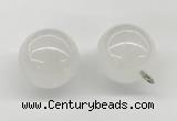 NGP9840 20mm round white jade gemstone pendants