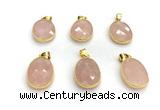 NGP9876 17*22mm faceted oval rose quartz pendant