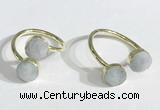 NGR1085 8mm coin aquamarine gemstone rings wholesale