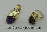 NGR2121 12*16mm - 15*18mm freeform druzy amethyst gemstone rings