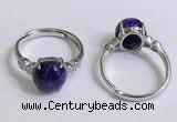 NGR3003 925 sterling silver with 10mm flat  round charoite rings